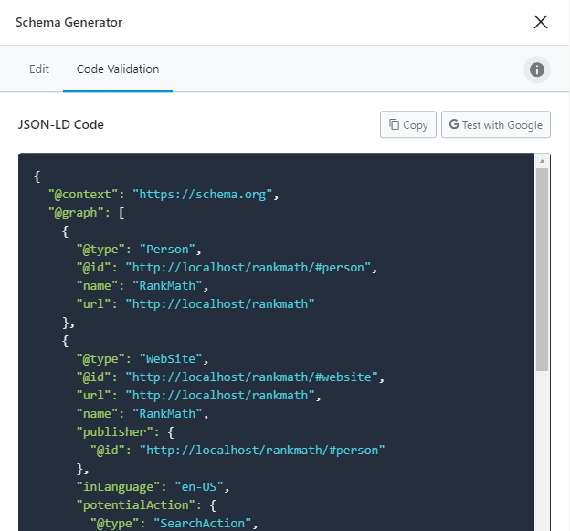 Code View In Schema Validation Options