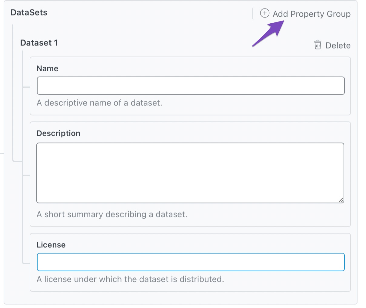 Add Property Group For Dataset Schema