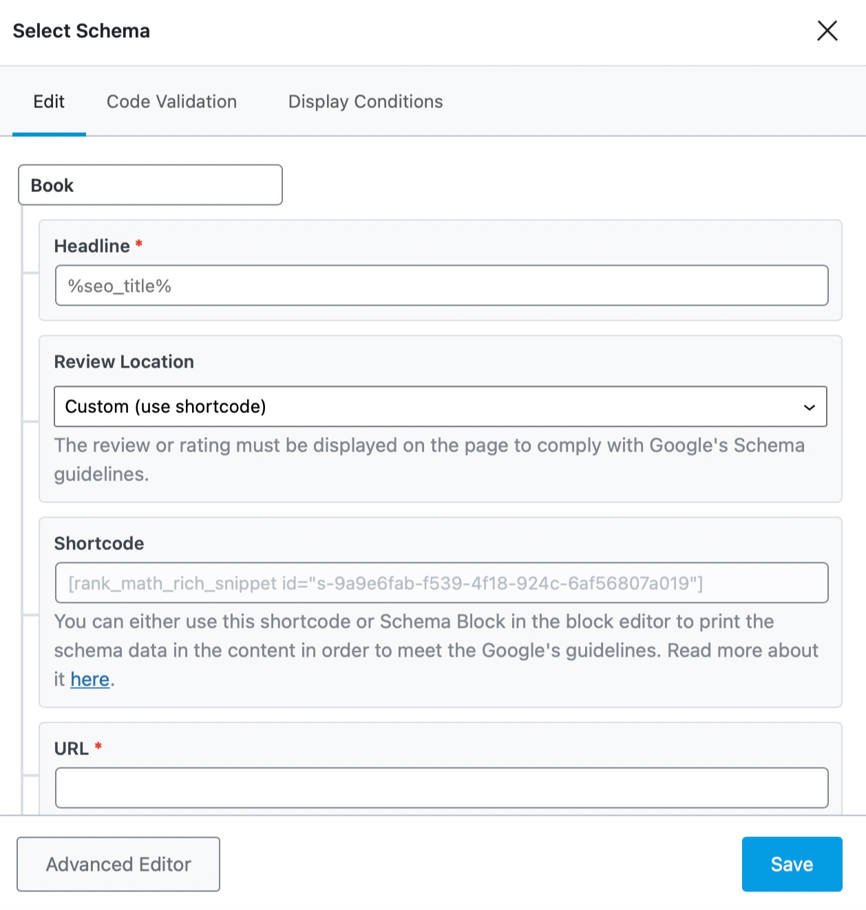 Options Inside Schema Templates