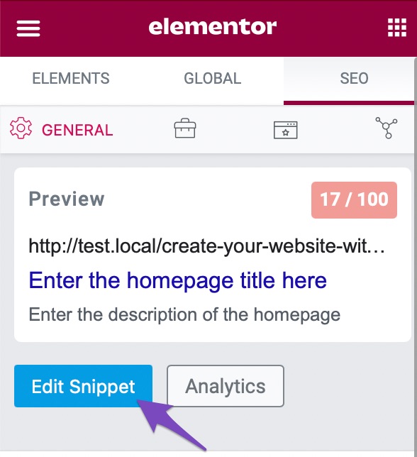 Homepage - SEO Title & Description - Elementor