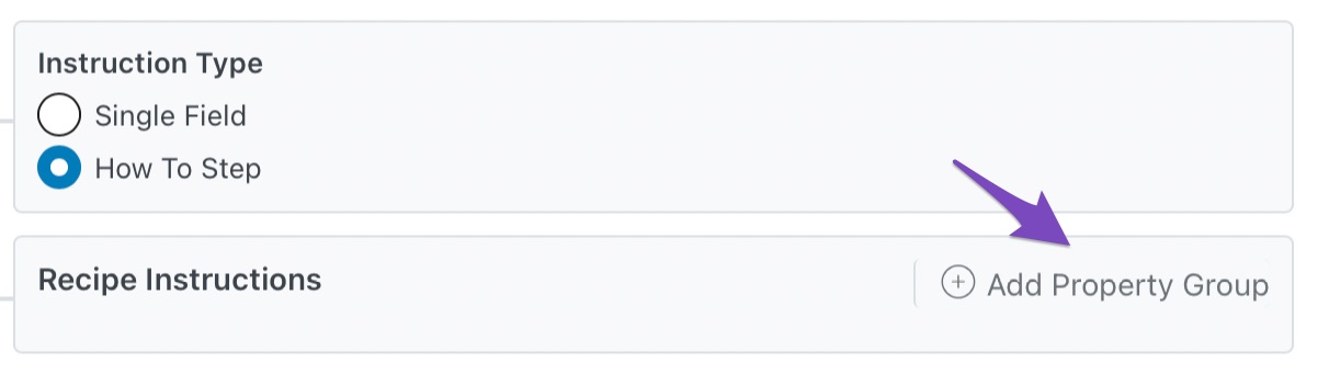 How To Recipe Instructions Add Property Group