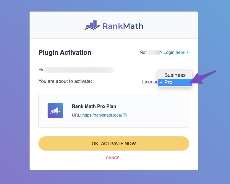 Activate Rank Math license