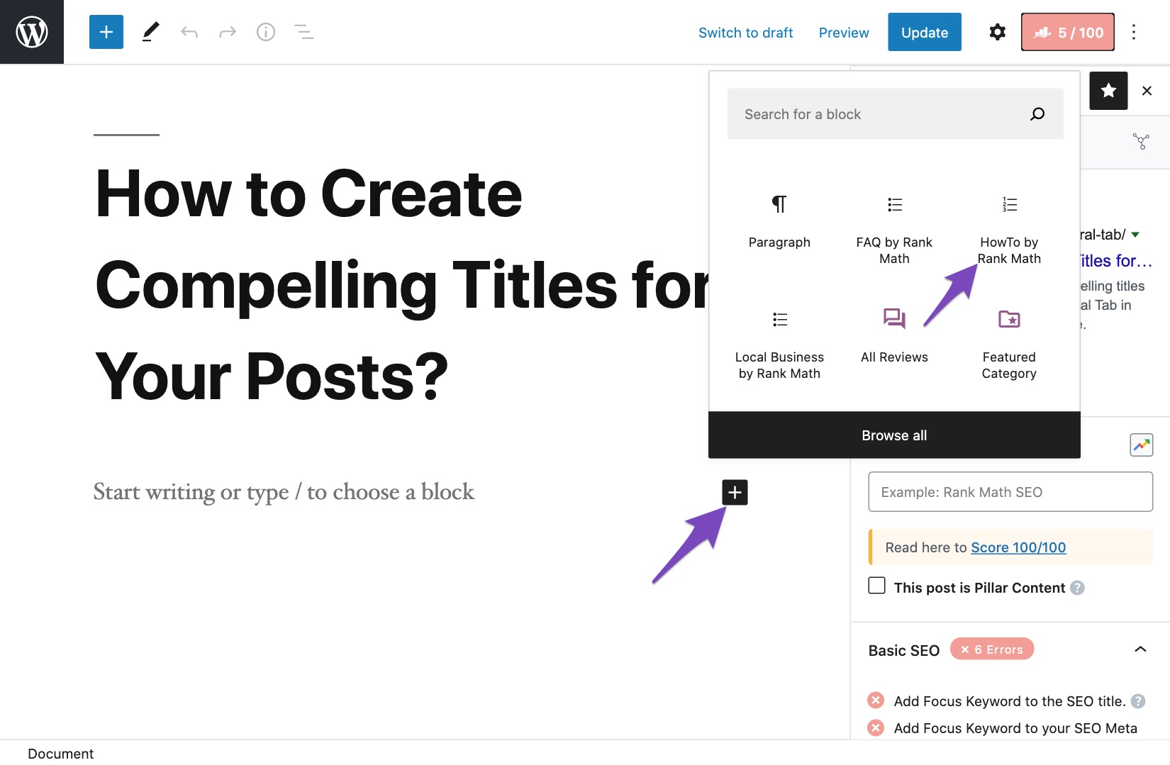 Adding HowTo block with Rank Math