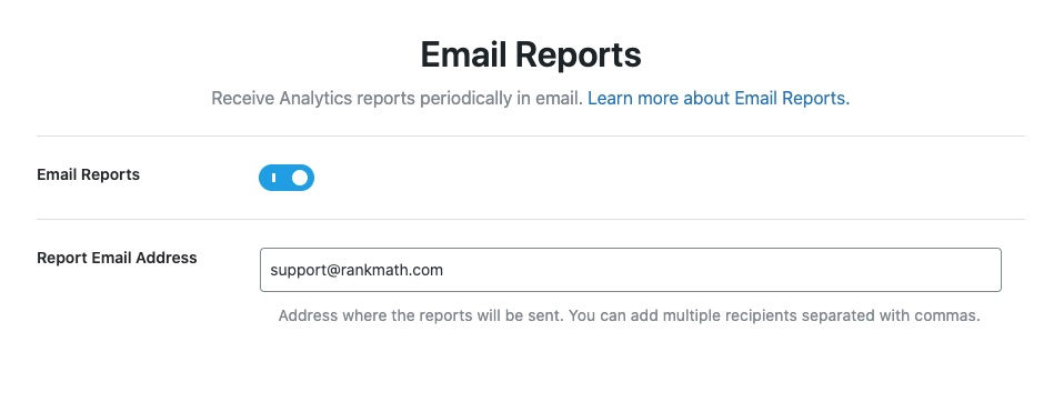 Email Reports in Setup Wizard