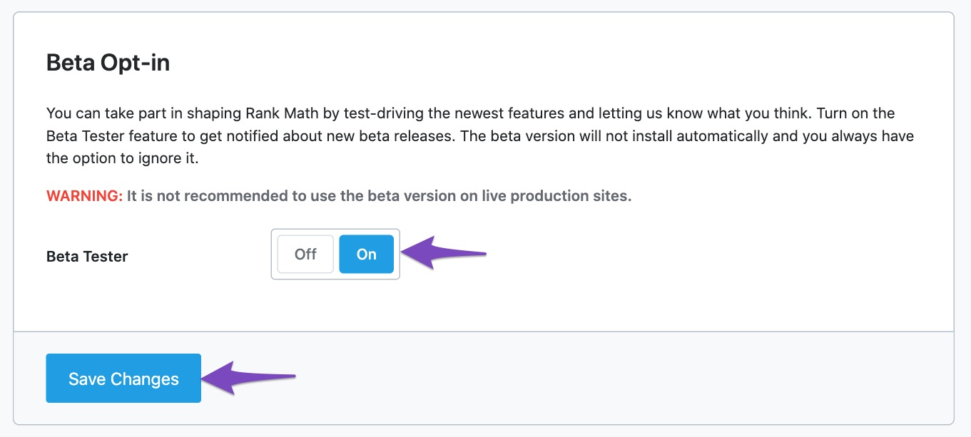 Enable beta opt-in in Rank Math