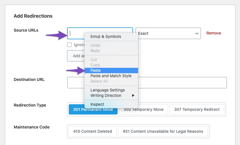 Paste bulk URLs in the Source URLs