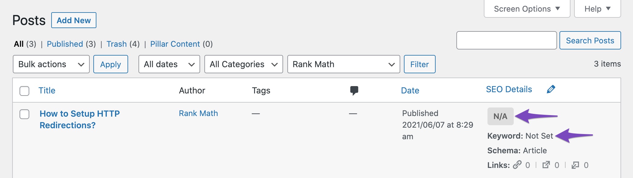 SEO score not available when focus keyword is not set