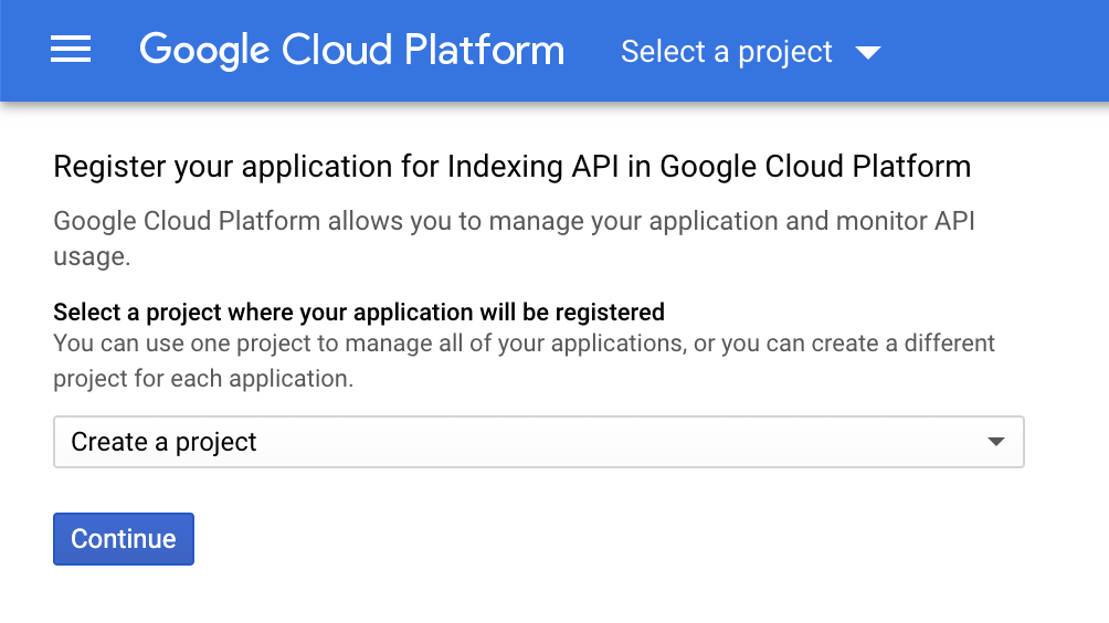 Daftarkan aplikasi untuk Indexing API