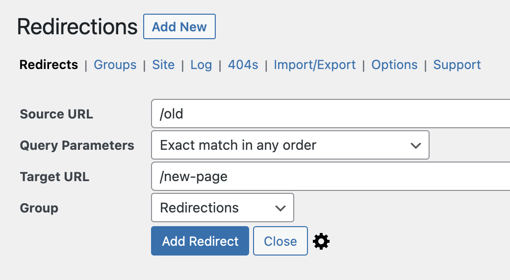 Redirections plugin