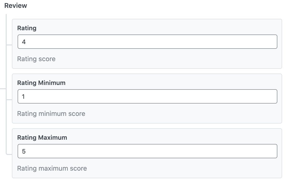 Book review rating fields