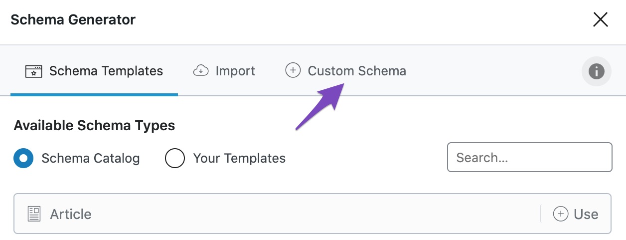 Open Custom Schema tab