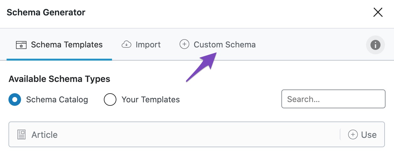 Choose Custom Schema