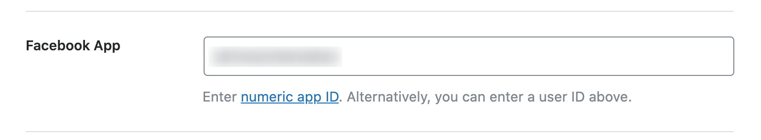 Enter the Facebook App ID