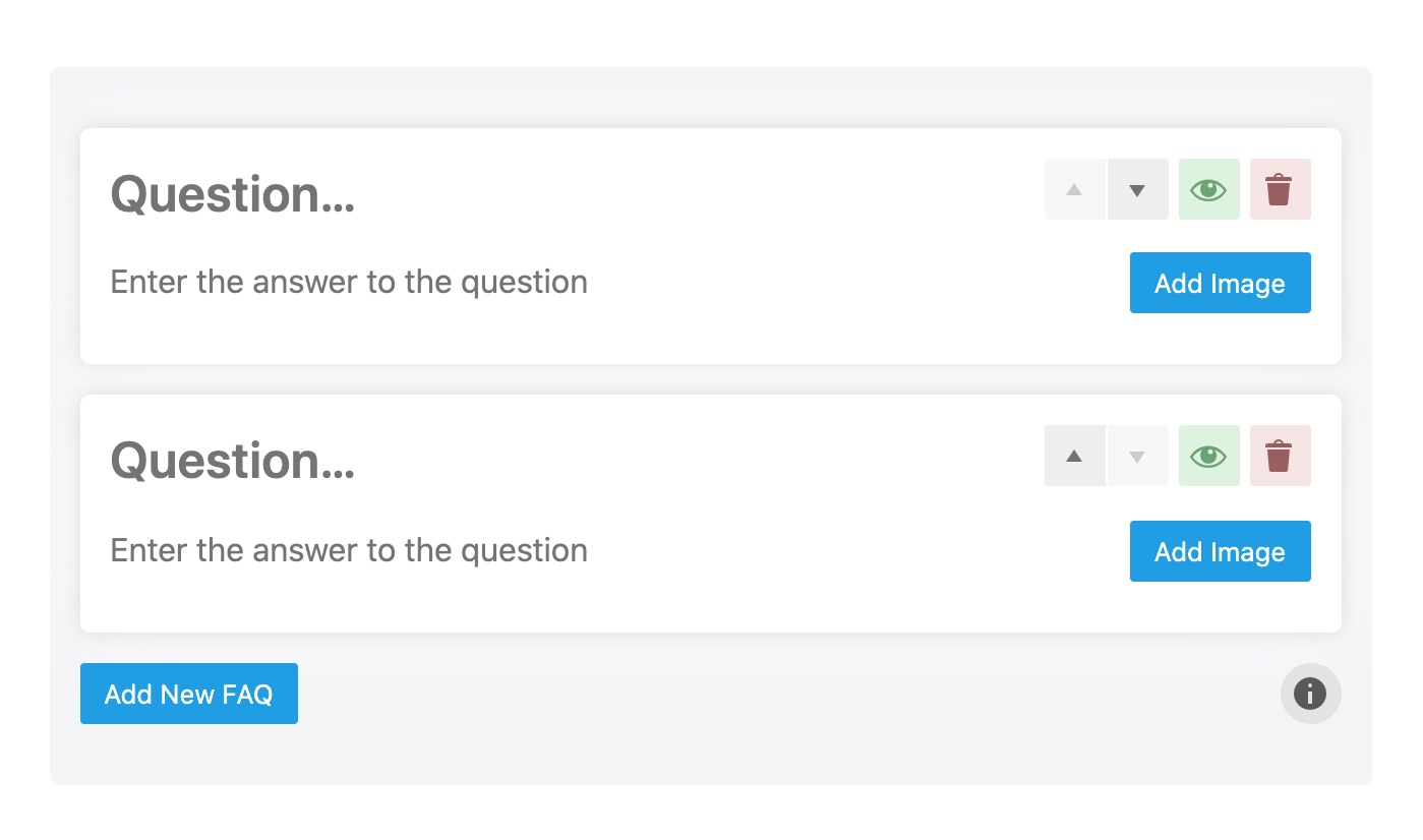 Multiple questions in FAQ block