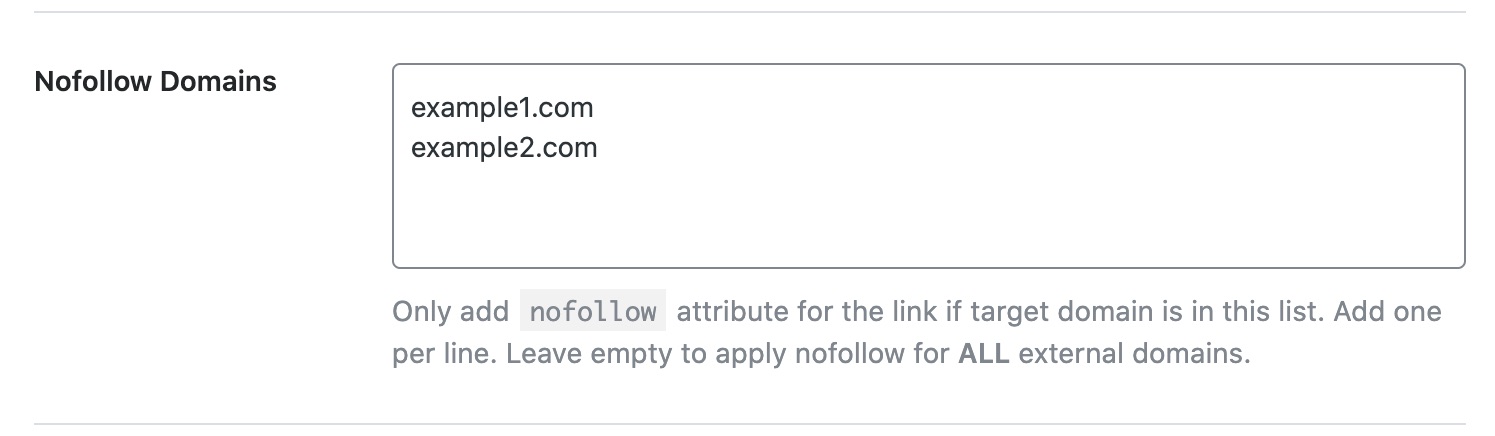 Adding domains under Nofollow Domains