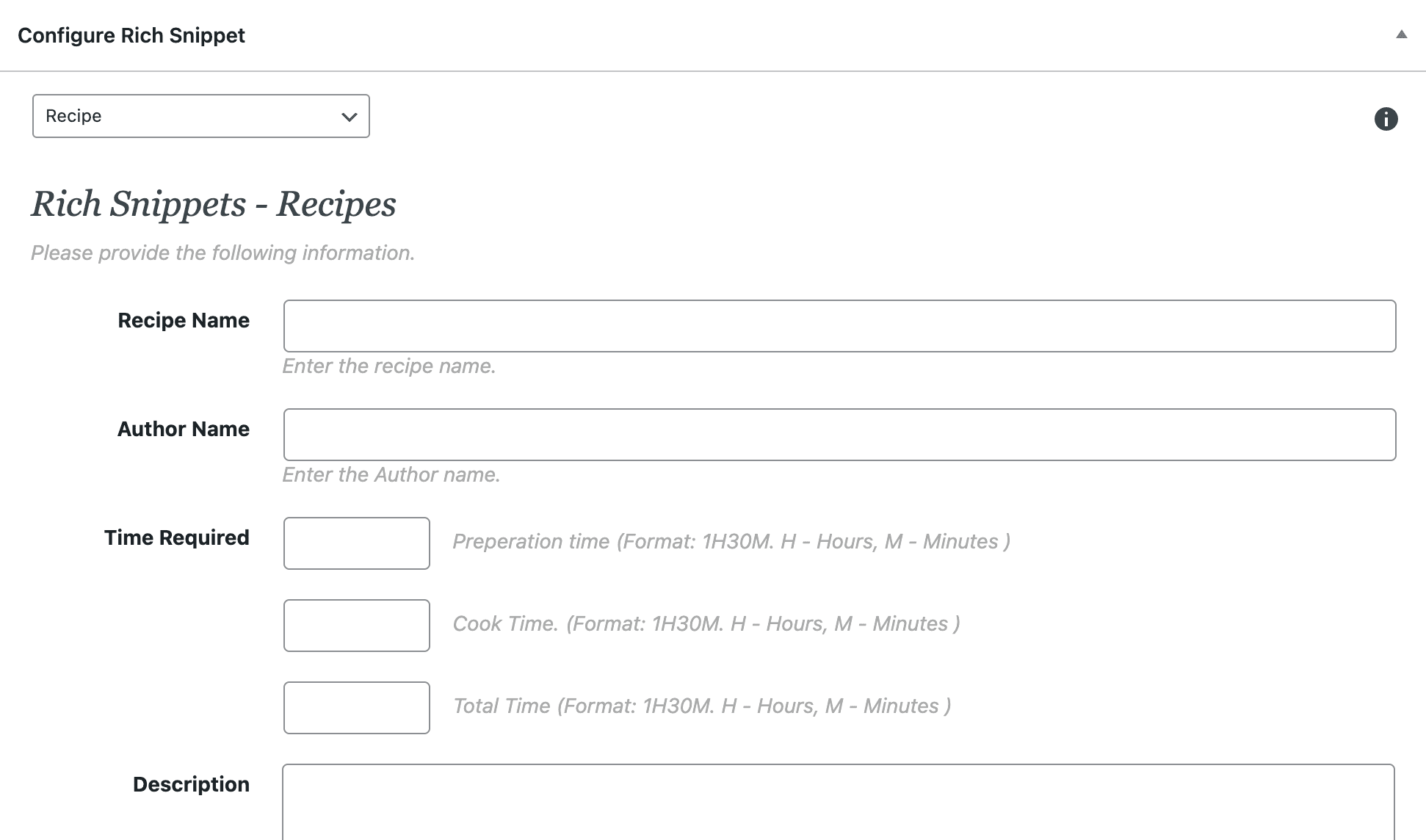 Configure Recipe Content