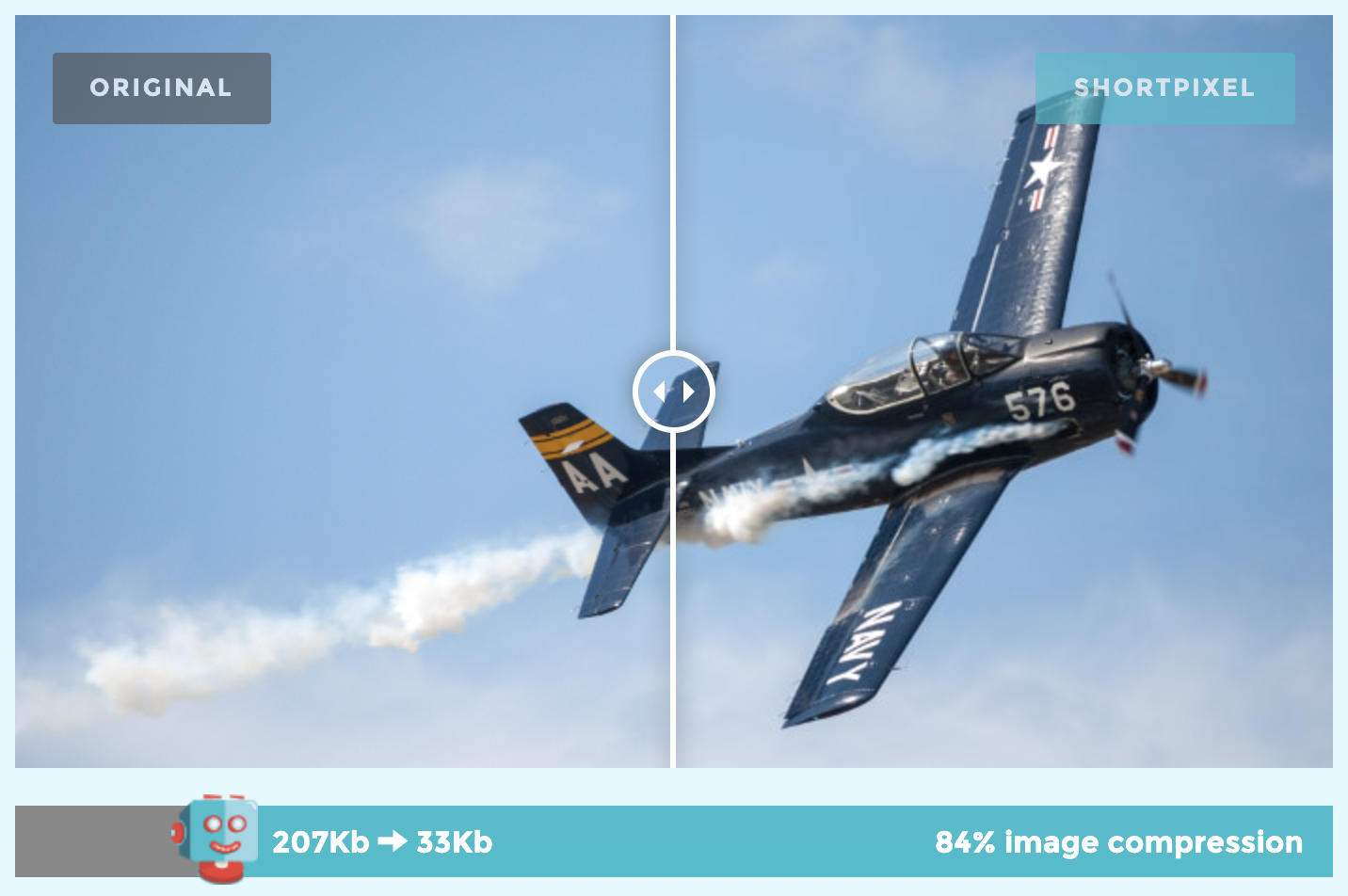 Compressão de imagem antes / depois da comparação