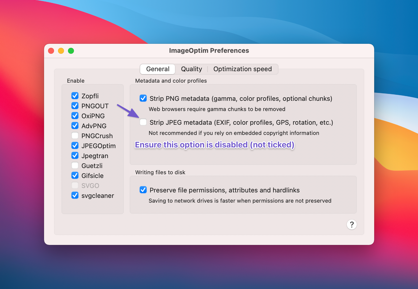 ImageOptim Settings