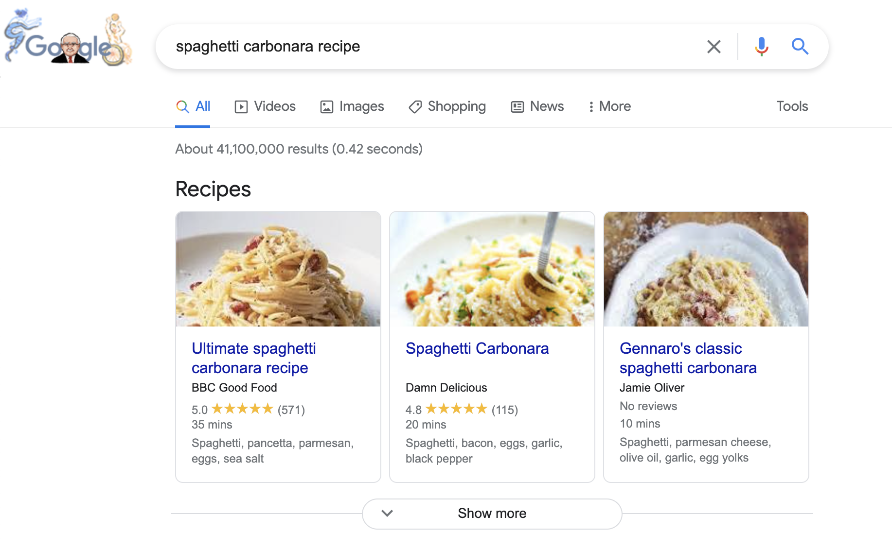 Recipe rich snippet example