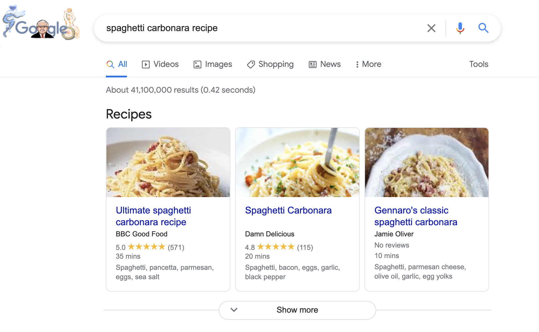 Recipe Schema Rich Snippet Example