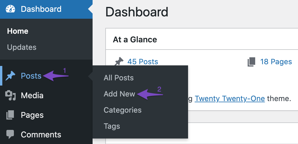 Add New post in WordPress