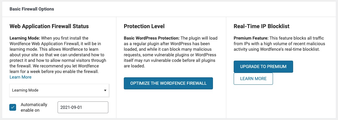 Automatically enable on Wordfence protection