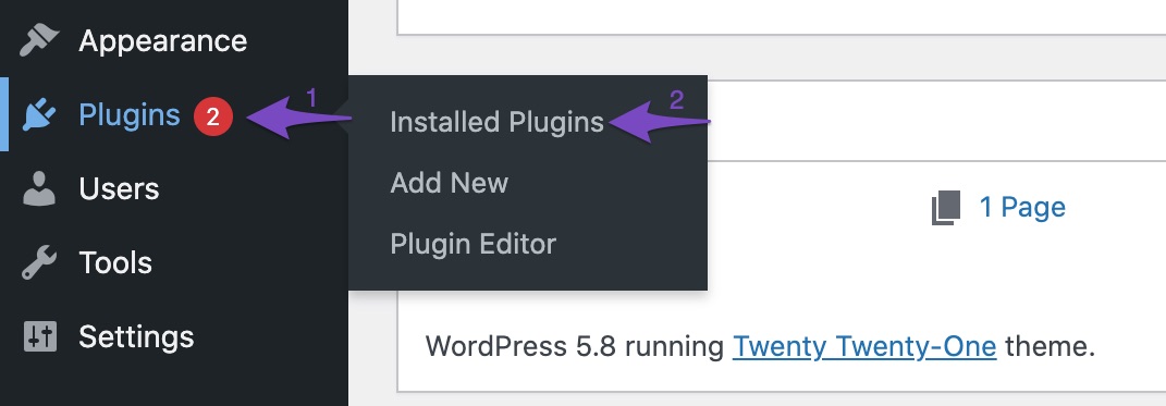 Open Installed Plugins in WordPress