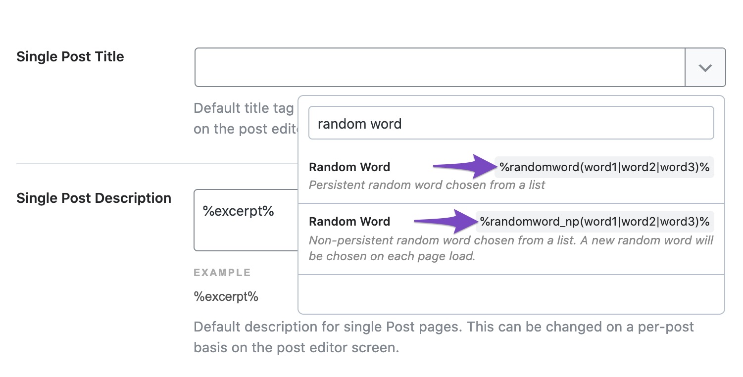 Random word variables