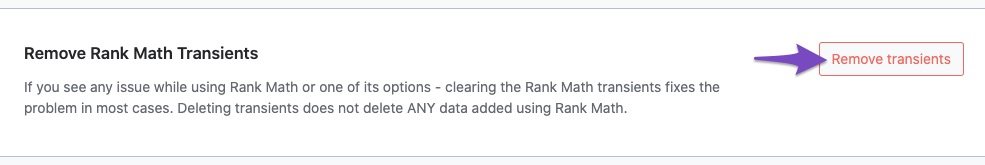 Remove Rank Math Transients
