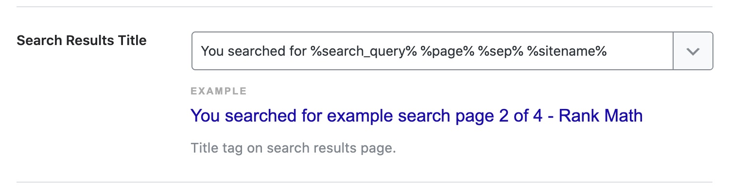 Search Results Title - Rank Math Titles & Meta