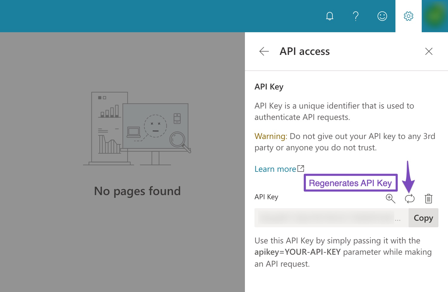 Regenerate API Key at Bing Webmaster Tools