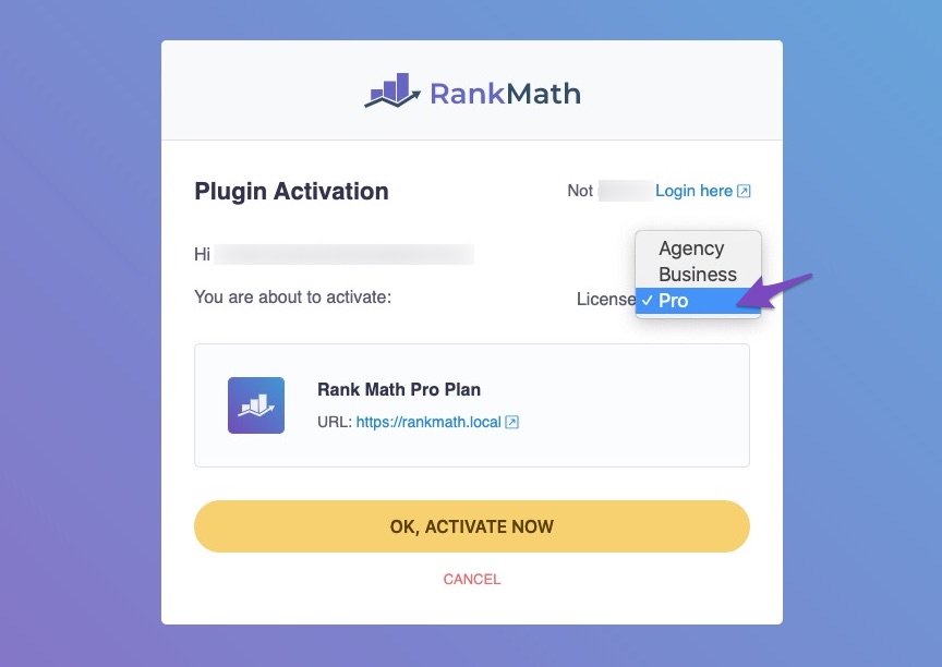 Activate Rank Math license