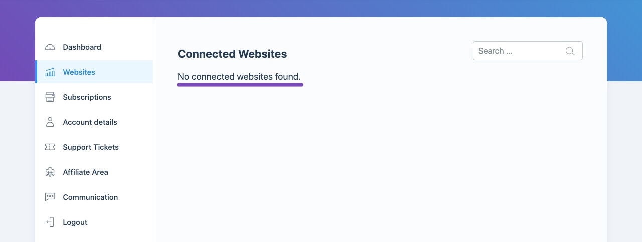 No connected websites found