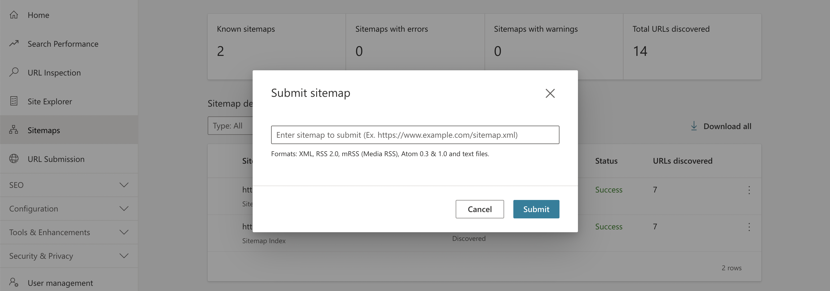 Submit Sitemap to Bing 2