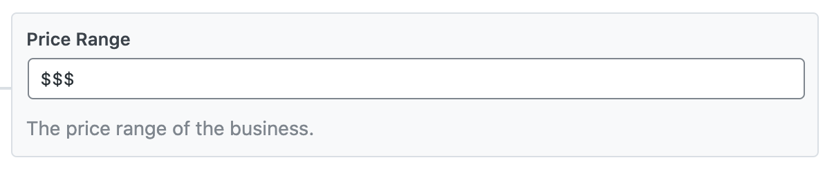 Price Range - Local Business Schema