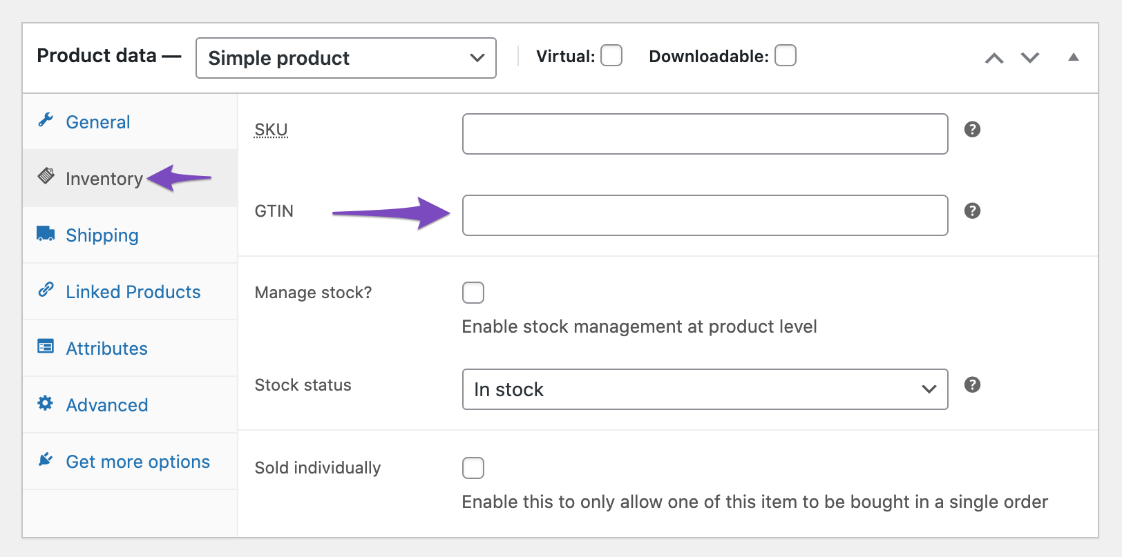 Set GTIN for WooCommerce products