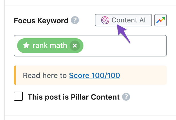 Access Rank Math's Content AI