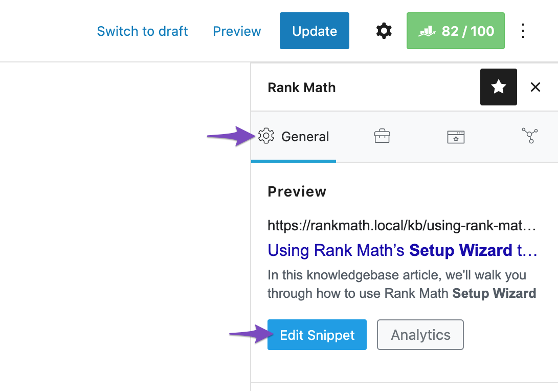 Choose Edit Snippet in Rank Math Metabox