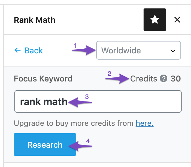 Research focus keywords in Content AI