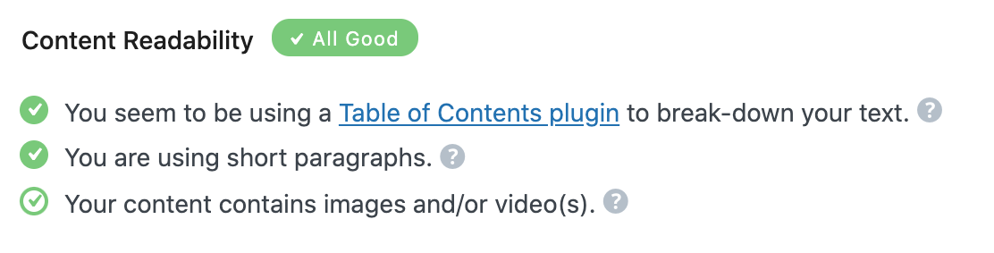 Content Readability tests in Rank Math