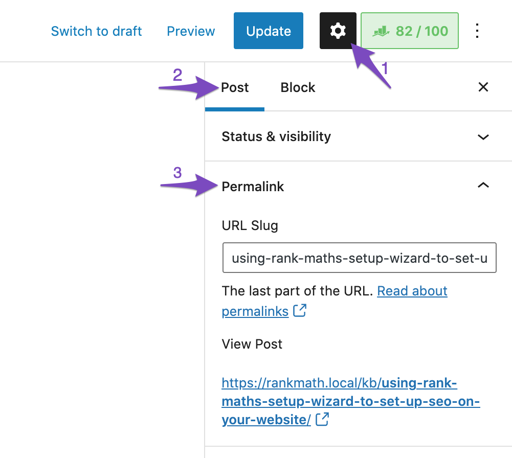 Permalinks settings in WordPress Block Editor