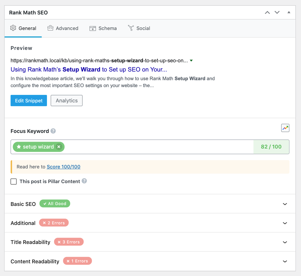 Rank Math Metabox in Classic Editor