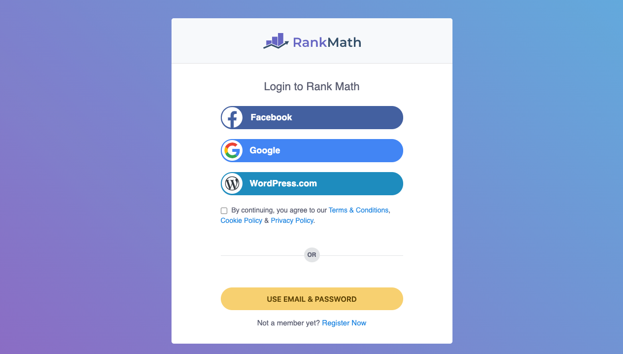 Rank Math Login Form