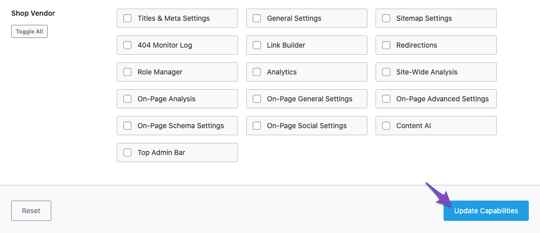 Update capabilities in Rank Math Role Manager