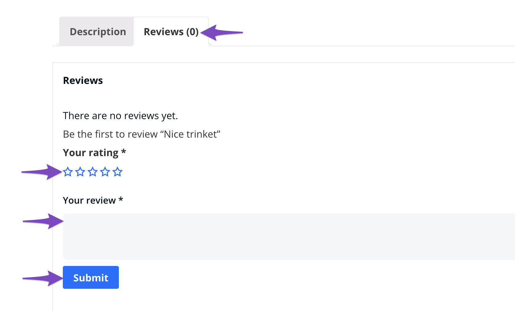 Review to be added in WooCommerce