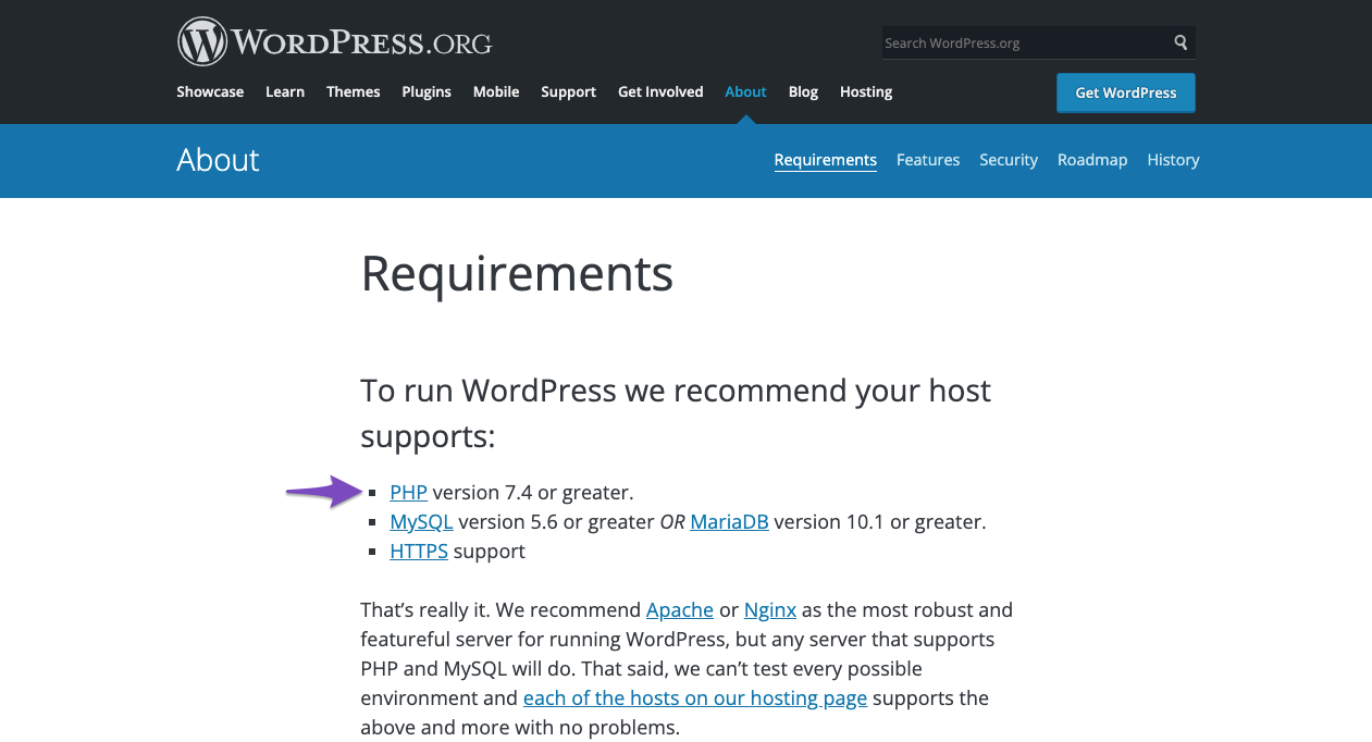 wordpress 5.5 php requirements