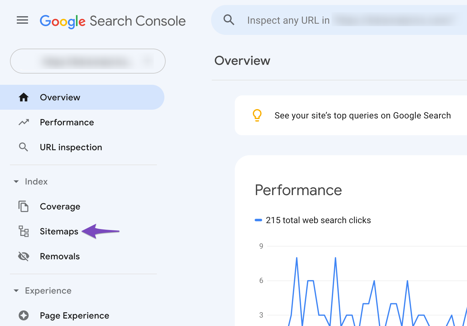 Access sitemaps in Google Search Console