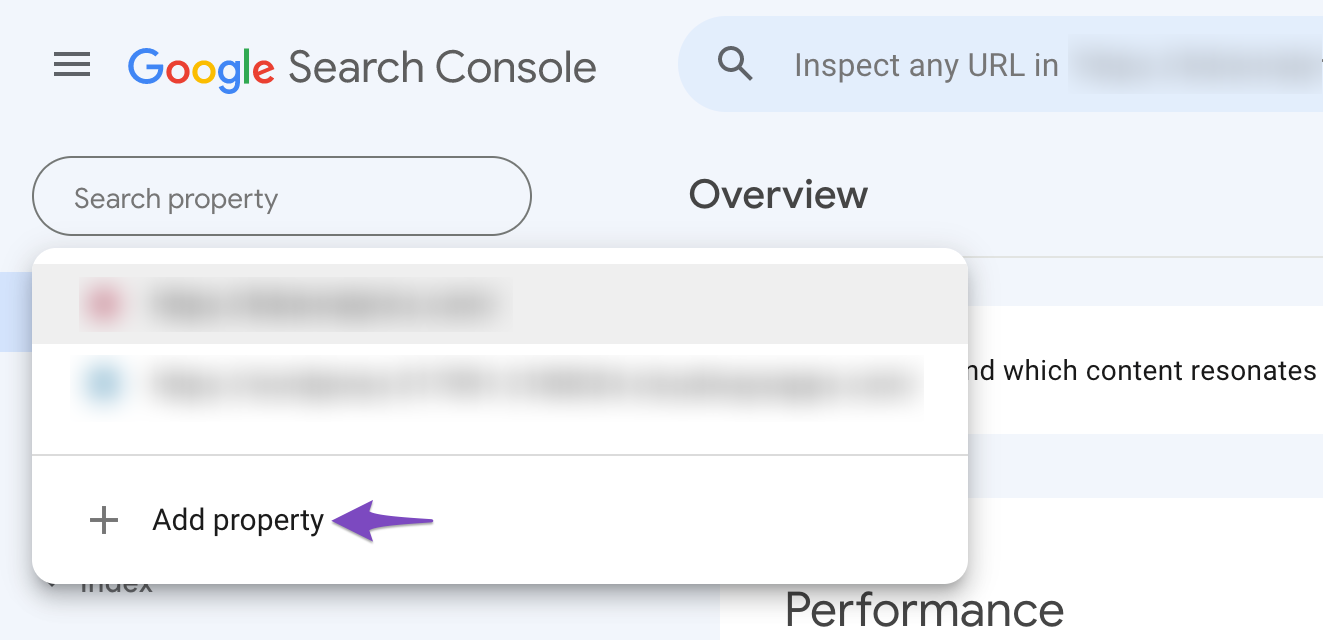 Add Property in Google Search Console