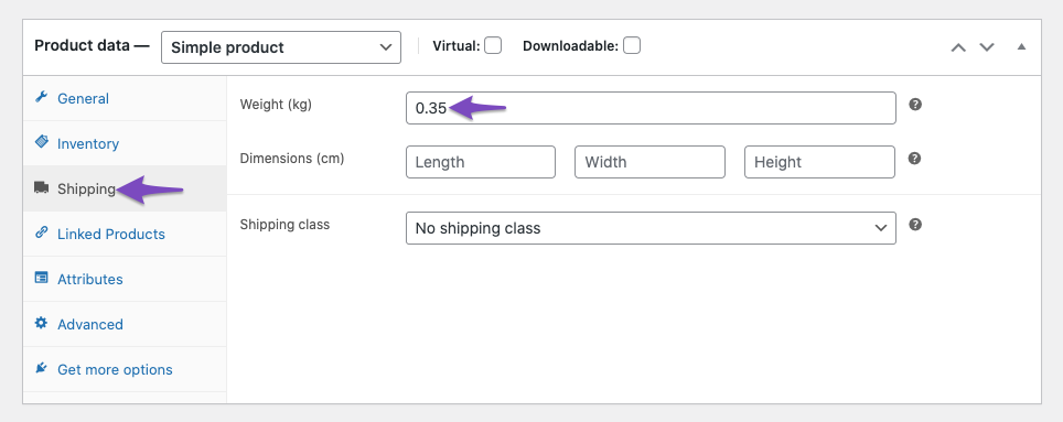 Adding product weight in WooCommerce