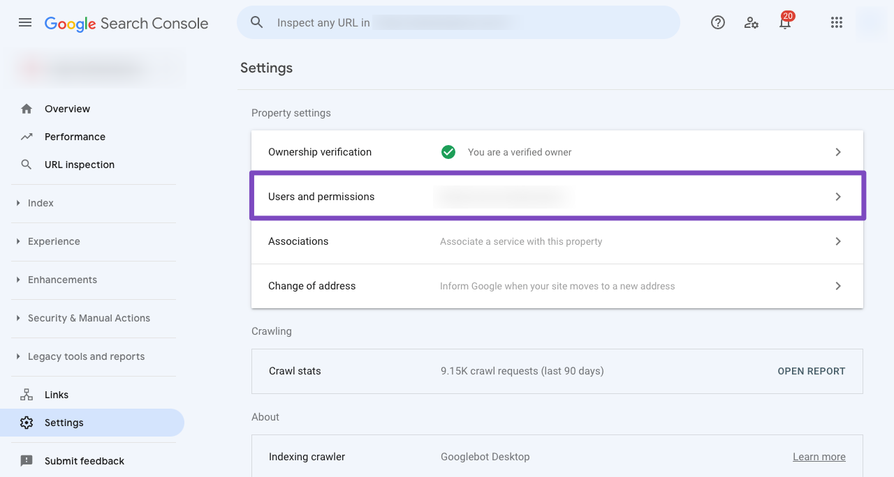 Web Siteniz Anında Index Alsın Google Hızlı tarama 14 Choose Users and Permissions in Google Search Console settings